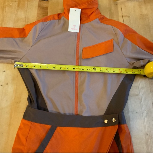 Hot & Delicious Utility Jumpsuit S Orange Taupe Zip Front Belted Cargo - Picture 4 of 16